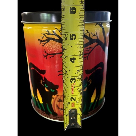 Vintage 1998 Halloween Metal Tins  Ghosts & Black Cats Design - Set Of 2 - 6" - Picture 4 of 8